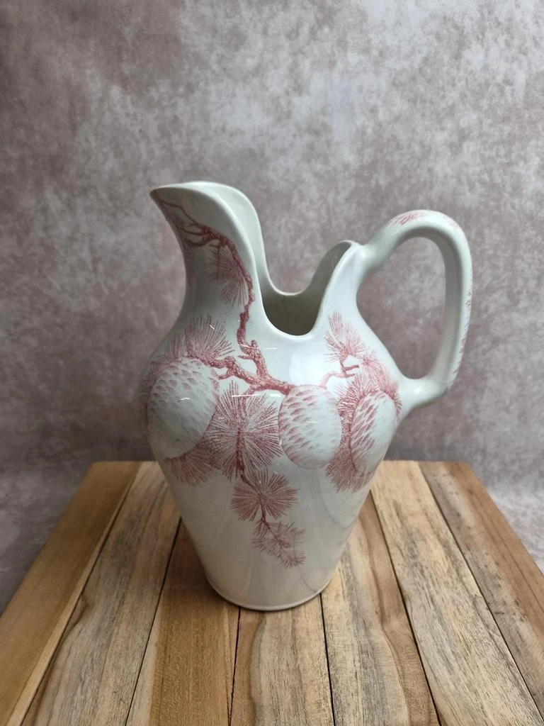 Vintage Terre de Fer Creil & Montereau Sanremo – rare pine cone decor bathroom jug – photo 6